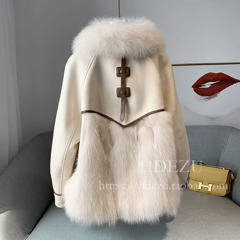 Winter New Fur Coat Women Double-sided Parkas Plush Collar Loose Warm Fashion Button Coat Mid Length