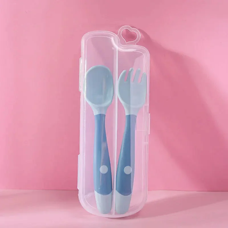 Bendable Twist Baby Fork And Spoon Set Learn To Eat Training Tableware Silicone PP Soft Spoon Soft Bendable