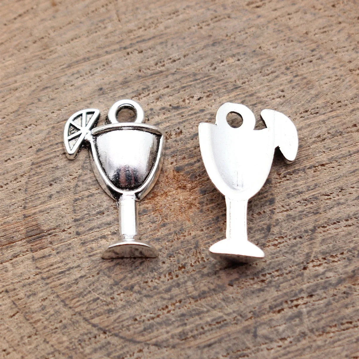 

80pcs 17x11mm(0.67x0.43inch) Antique Silver Color One Cup Orange Juice Charms Pendants DIY Jewelry Making Accessories