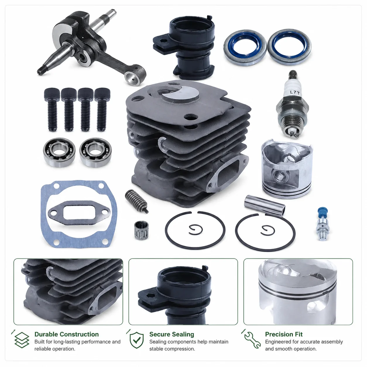 Replacement 50mm Crankshaft Piston Kit For Husqvarna 362 365 371 372 Jonsered 2XP Rings Pin Circlip Chainsaw Repair Parts Kit view 4