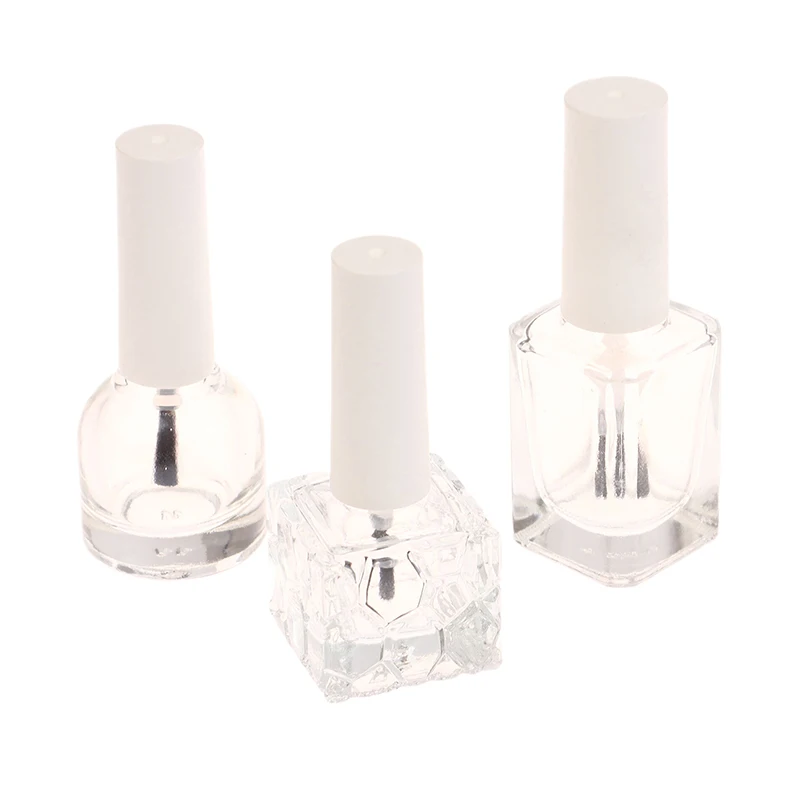10/15ml 빈 투명 유리 네일 폴리시 병 뚜껑과 브러시 포함 화장품 용기 네일 유리 병 브러시 포함