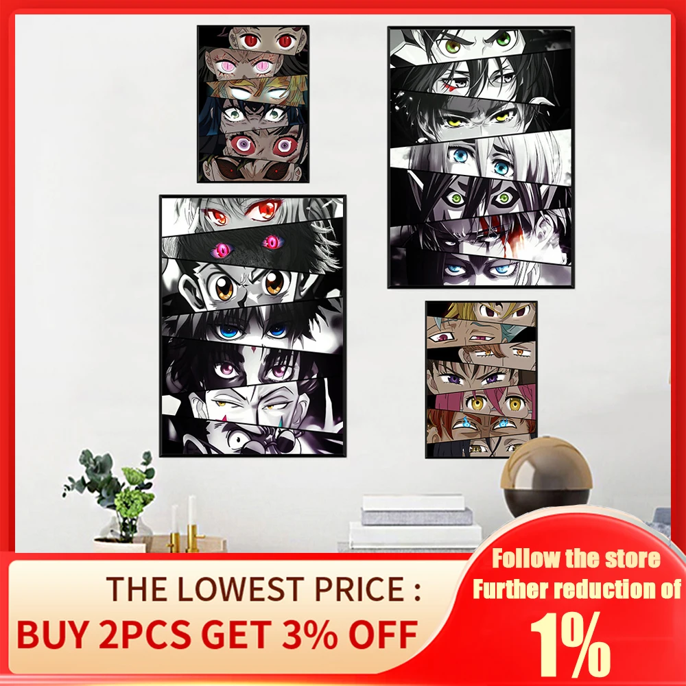 

Japanese Anime Character Eyes Wall Art Poster Home Kids Room Decoration Canvas Painting Murals Collection Pictures Print Artwork