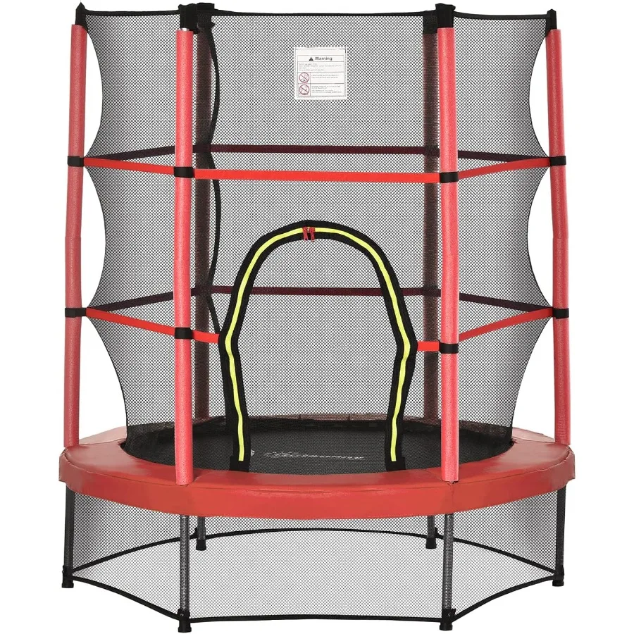 

5FT Trampoline for 55 Mini Indoor Outdoor Toddler Trampoline Toy with Enclosure Net Springless Design Safety Pad and Steel Fram