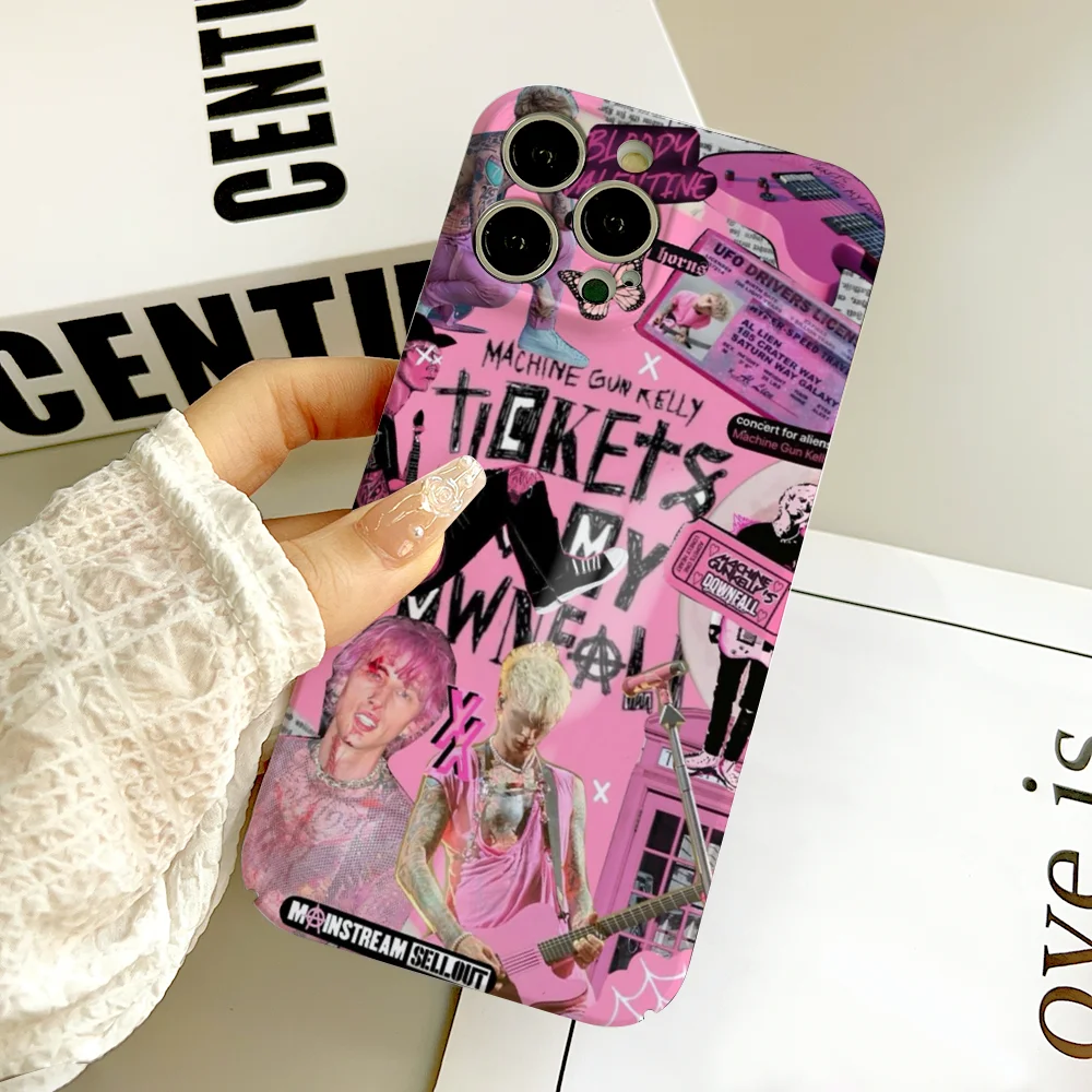 MGK M-Machine Gun Kelly جراب هاتف FUNDA آيفون 16 15 14 13 12 11 Plus Pro Max ثقب دقيق صغير مطابقة فيلم يغطي