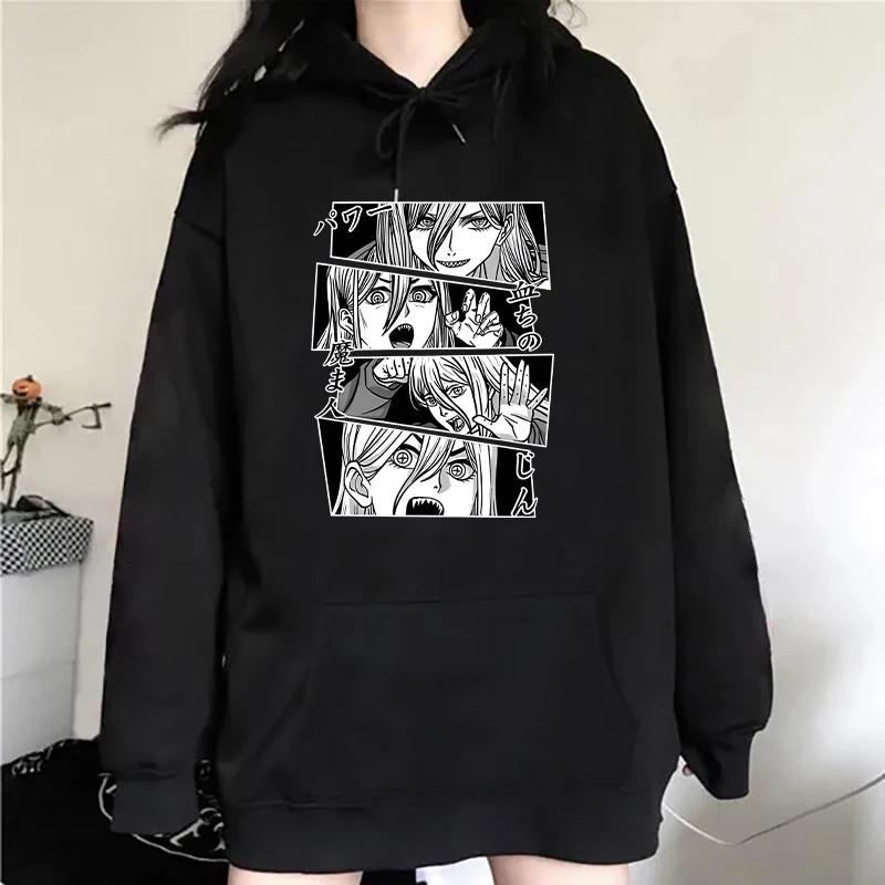 Hot Anime Power Printed Women And Men Hoodies Loose Pullover Hooded Plus Size Autumn And Winter Long Sleeve Couple Sweatshirt