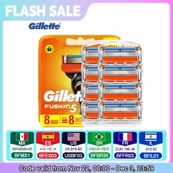 Genuine Gillette Fusion Shaving Razor Blades for Men Face Care Brands Shaver Blades 8pcs/pack