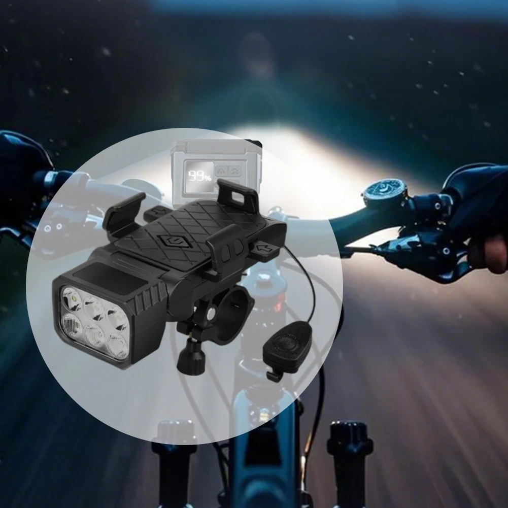 Передний фонарь для велосипеда, велосипедный фонарик с звуковым сигналом и держателем для телефона, защитная лампа для велосипеда, водонепроницаемая велосипедная фара, аксессуары для велоспорта