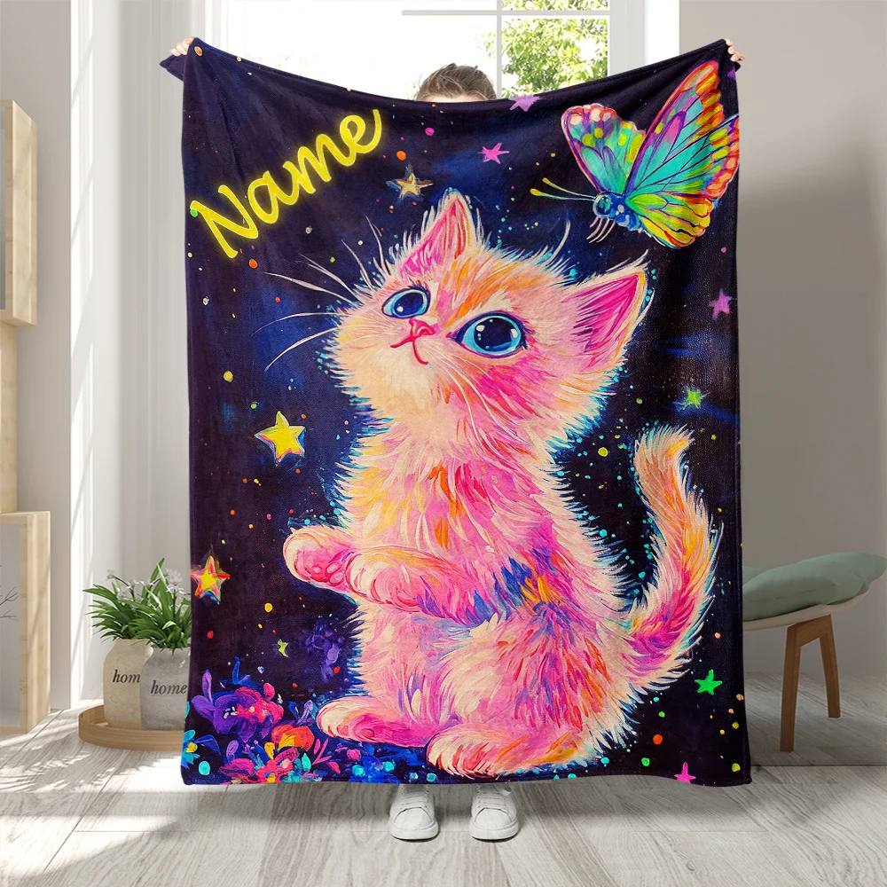 

custom name cat flannel blanket