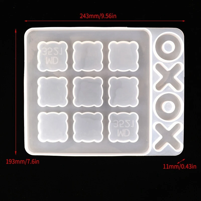 2 Pcs DIY XO Chess Game Classic Silikon Form Molde Resina Epoxi Tic Tac Toe Board Mould Resin Mold Silicone For Kids