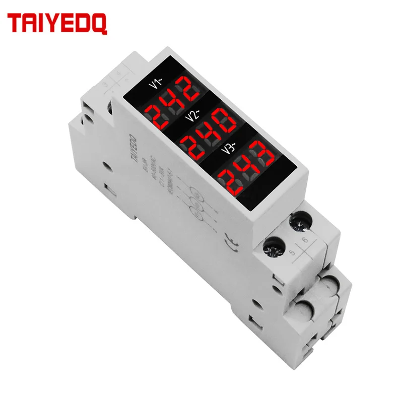 Led Trifásico Voltímetro Mini Display Digital Medidor de Tensão Modular 80500vac Din Ferroviário v1 v2 v3