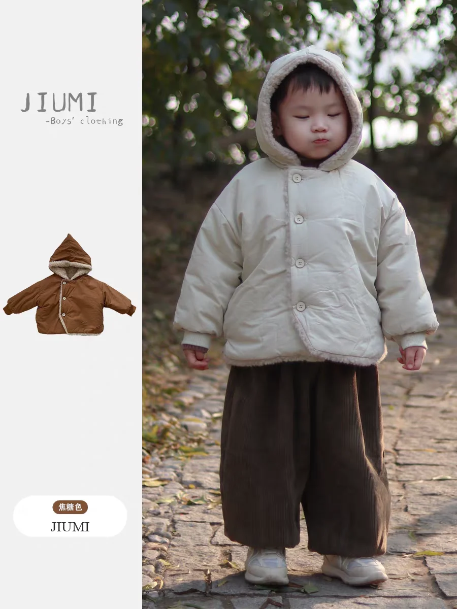 

WT2475 Winter New Warmth Kids Coat Boys Girls Thickened Cotton Lined Sherpa Vest Unisex Toddler Baby Versatile Lamb Fleece Top