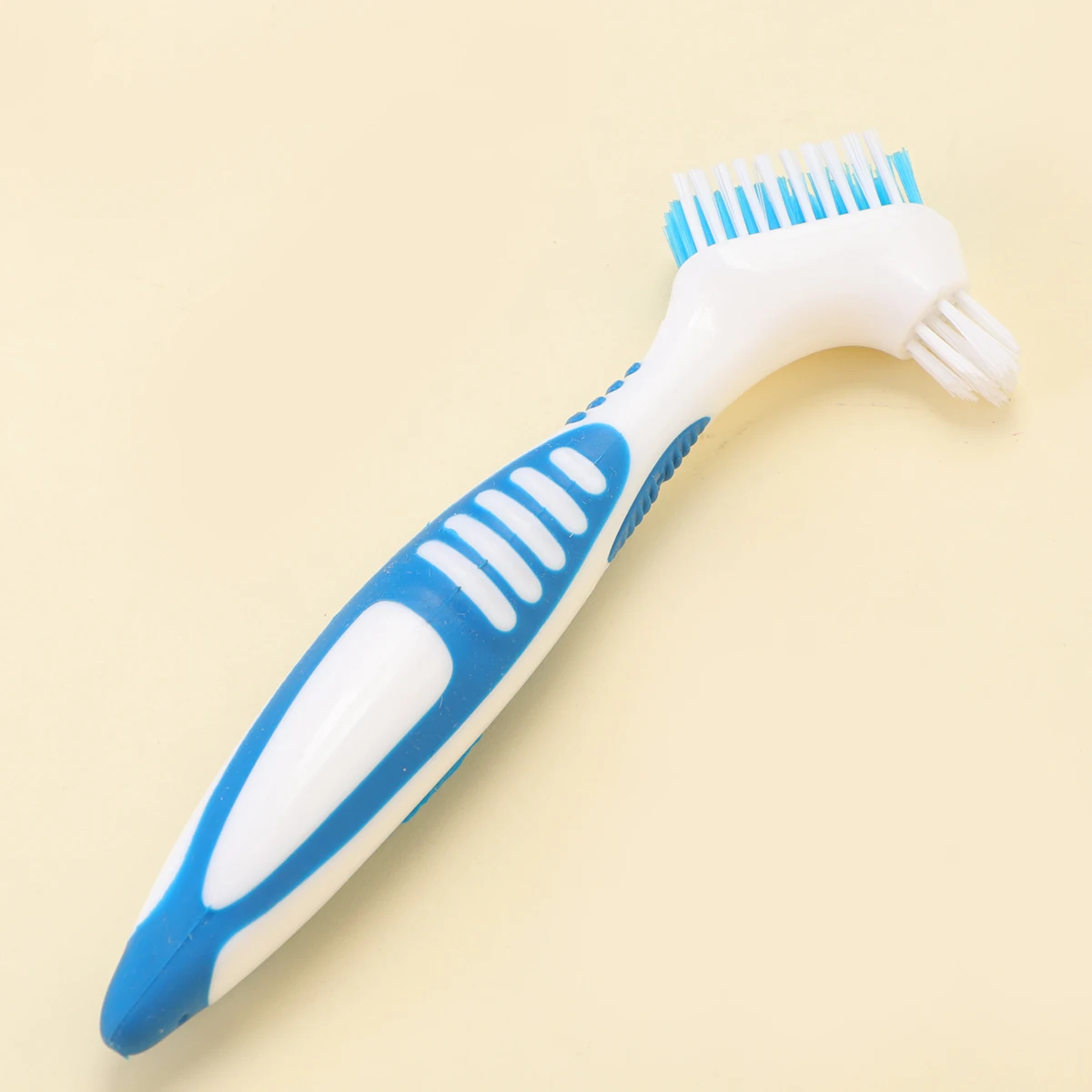 

1Pc Portable Dentures Toothbrush Non-slip Design Denture Cleaning Brush Double Brush Head False Teeth Cleaning Brush with