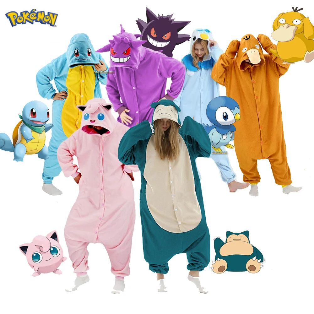 Anime Pokemon Pikachu Snorlax Bulbasaur Cosplay Costume Pajamas Kigurumi Full Body Pijama Sleepwear Toys Gift For Children