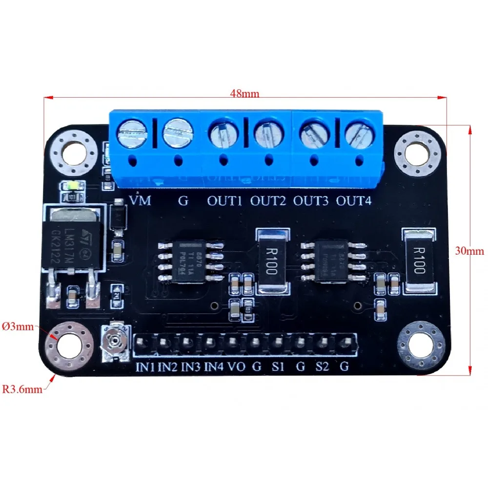 Drv8870 módulo de acionamento de motor de canal duplo de alta potência driver dc 6.5v-45v pwm placa de regulação de velocidade com proteção contra sobrecorrente