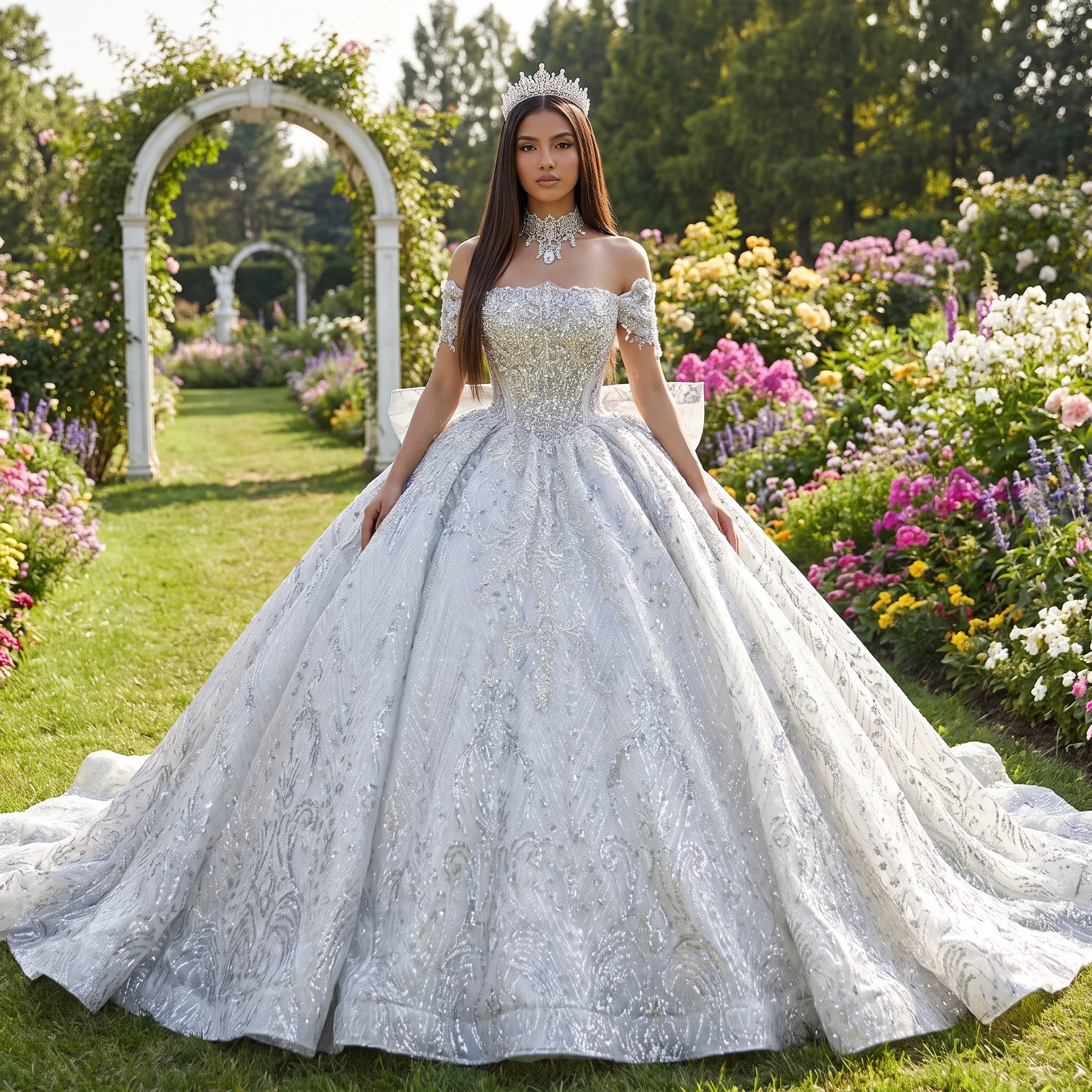 Customized Elegant Short Sleeve Wedding Dresses With Bow Lace Ball Gown Bridal Gown Scoop Princess Dress Vestido De Novia