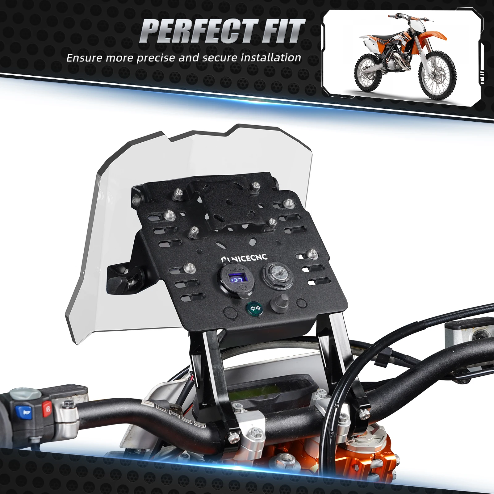 NICECNC KTM EXC 300 2004-2024 GPS 마운트 브래킷 미니 페어링 키트 690 엔듀로 R, 허스크바나 701 엔듀로 슈퍼모토 가스가스 SM용 썸네일 3