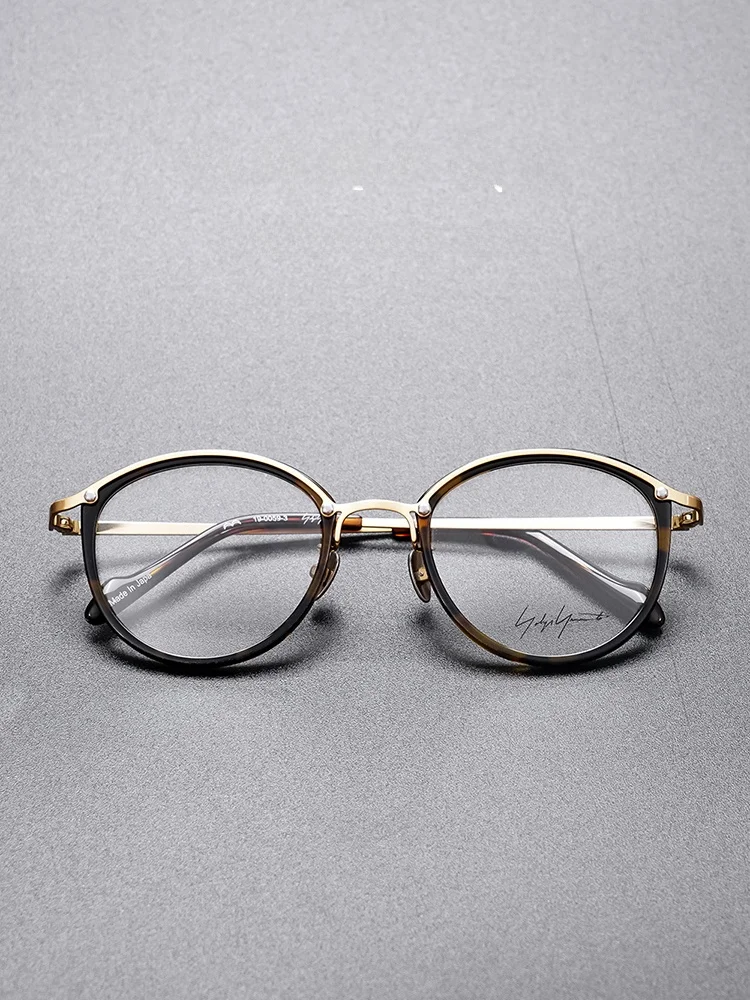 

nori Ono Optical Glasses round Titanium Frame ex Myopia Anti-blue Light Lens Simple Vintage Sle YY0059 Prescription