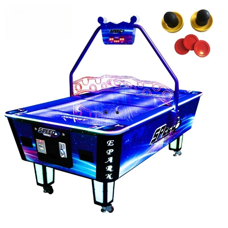 Coin-operated, air hockey table game console