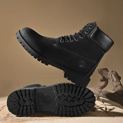 Real leather thick soled Martin boots, new men's and women's British style yellow boots, anti slip workwear shoes