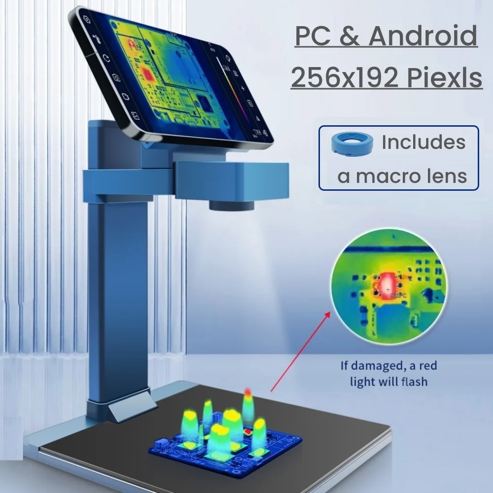 TOOLTOP T210 256*192 جهاز تصوير حراري بالأشعة تحت الحمراء 5 لوحات ألوان مع عدسة ماكرو وضع ثلاثي الأبعاد تصوير حراري لإصلاح الهاتف المحمول PCB