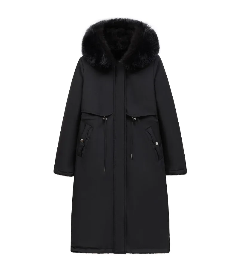 2026 New Double-sided Wear Parkas Women's Winter Fleece Cotton-padded Jacket X-long Overcoat Faux Mink Fur Thicken Hooded Coats