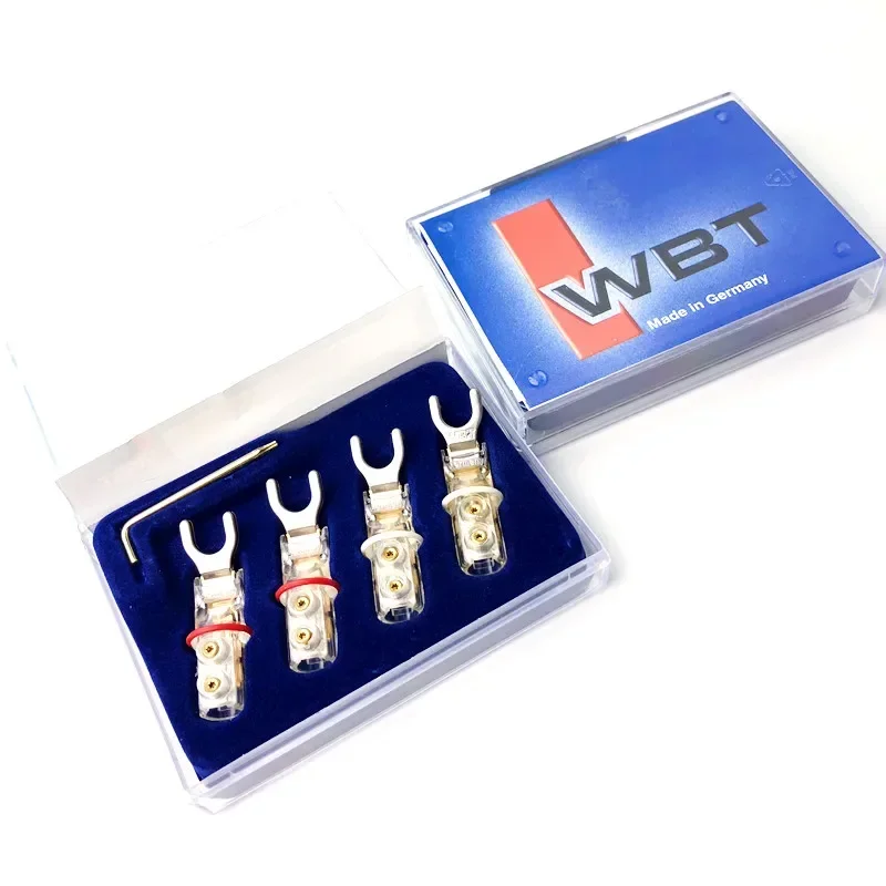 4pcs WBT 0681 CU Gold Plated Speaker Plug Audio Amplifier U-shaped Plug Connector Speaker Wire Y Spade Plug Terminal