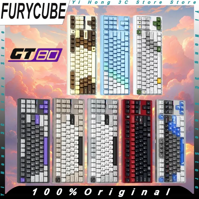 Furycube GT80 Mechanical Keyboard Wireless Tri-mode Gasket+Bottom Dual Structure 87Keys Custom PC Laptop Gaming Keyboards