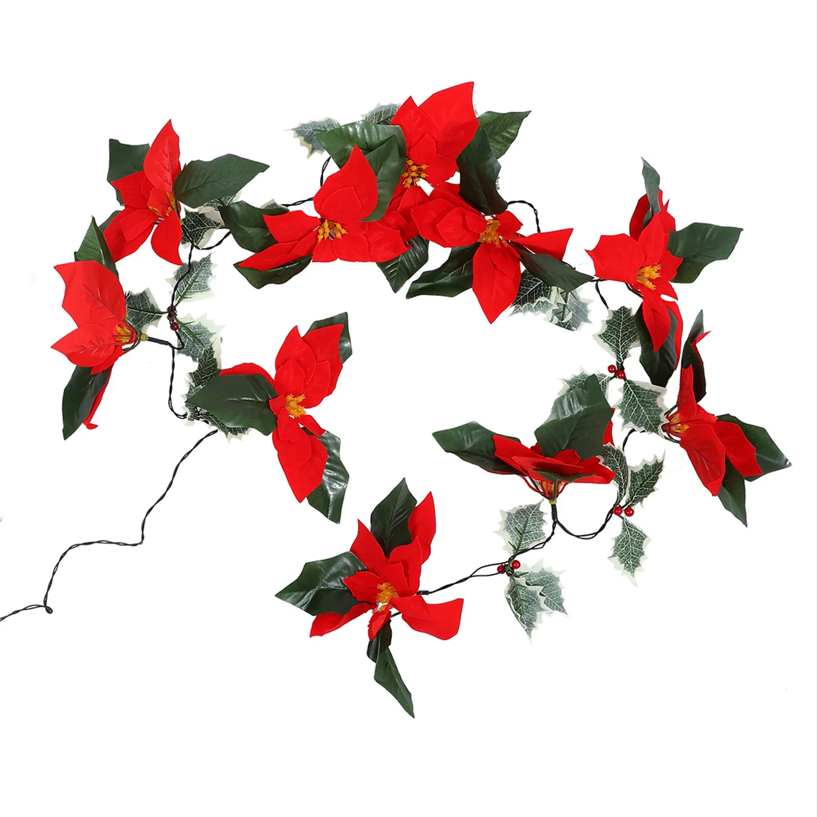 1 stks LED String Light Kerst Thema Solar Rode Bloem String Lamp Festival Party Decoratie Kerst Scène Licht