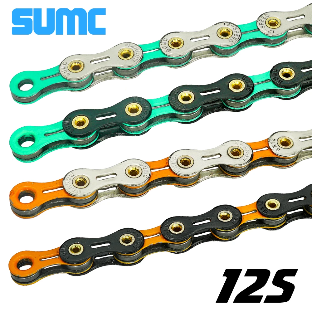 SUMC12S Full Hollow Chain 9s/10s/11s/12s Solid Chain Gold/Silver/Rainbow/Black Color Quick Link for Road Bike MTB 116/126L NEW