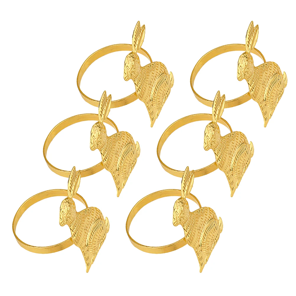 

6pcs Metal Napkin Rings Gold Plated Bunny Design Table Decor Easter Party Supplies Dining Serviette Holder Spring Theme