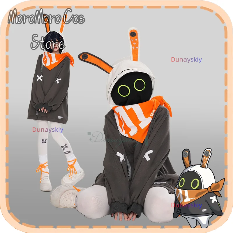 Игра Zenless Zone Zero Bangboo Eous толстовка с капюшоном пальто косплей костюм повседневная одежда шляпа с кроличьими ушками шарф Хэллоуин карнавальный костюм Игра Zenless Zone Zero Bangboo Eous толстовка с капюшоном пальто косплей костюм повседневная одежда шляпа с кроличьими ушками шарф Хэллоуин карнавальный костюм