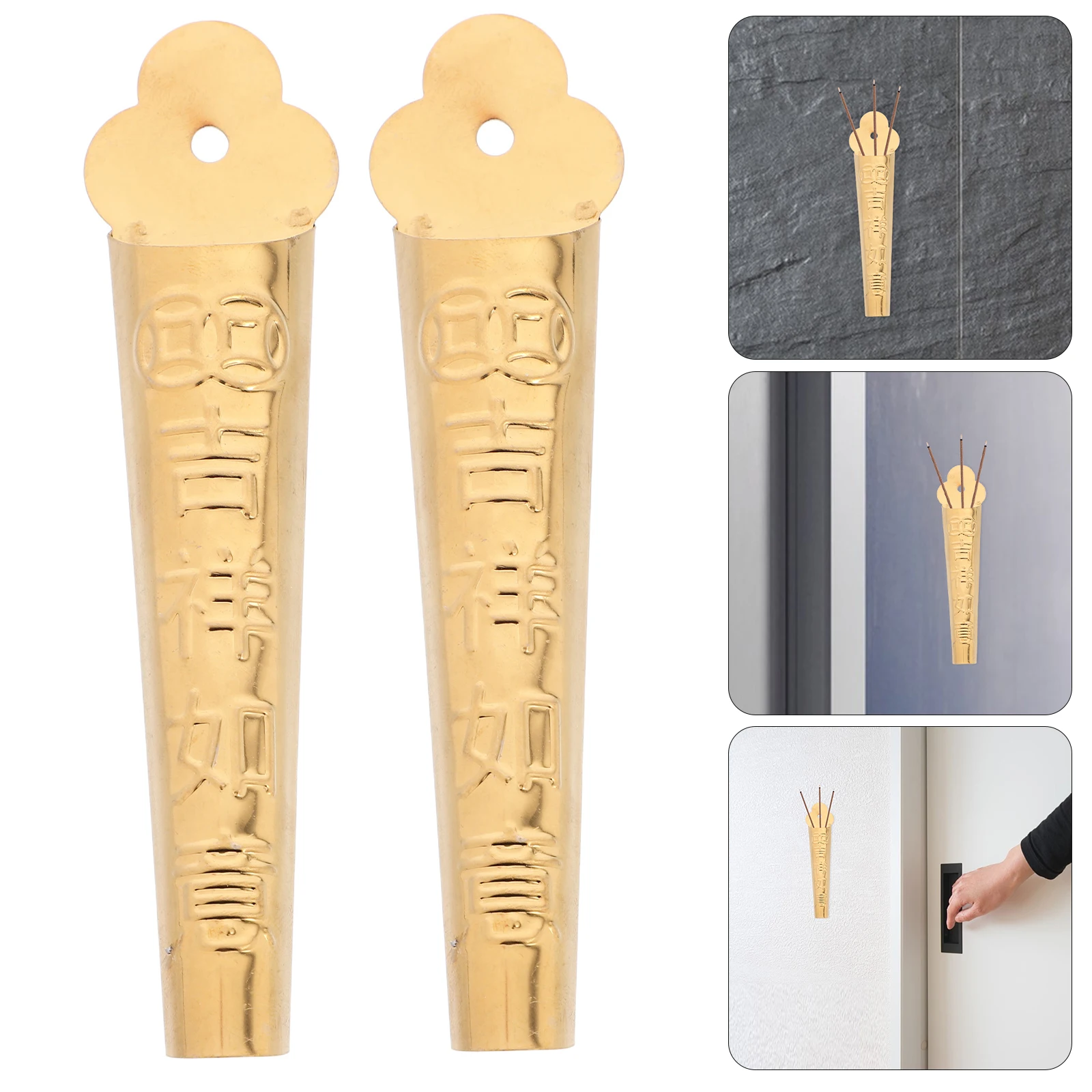 2 قطعة حامل البخور الذهبي الحائط لا الحفر معلقة الموقد لغرفة الصلاة في الهواء الطلق باب الله مبخرة ديكور أنيق