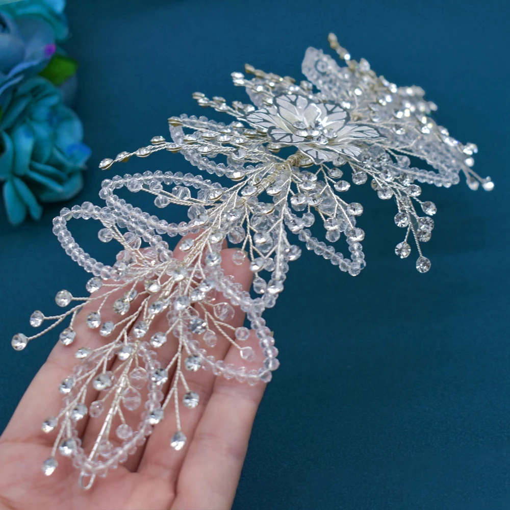 DZ103 Nuova moda sposa fascia fatta a mano foglia di cristallo donna copricapo per la festa di ballo splendido matrimonio tiara spettacolo copricapo