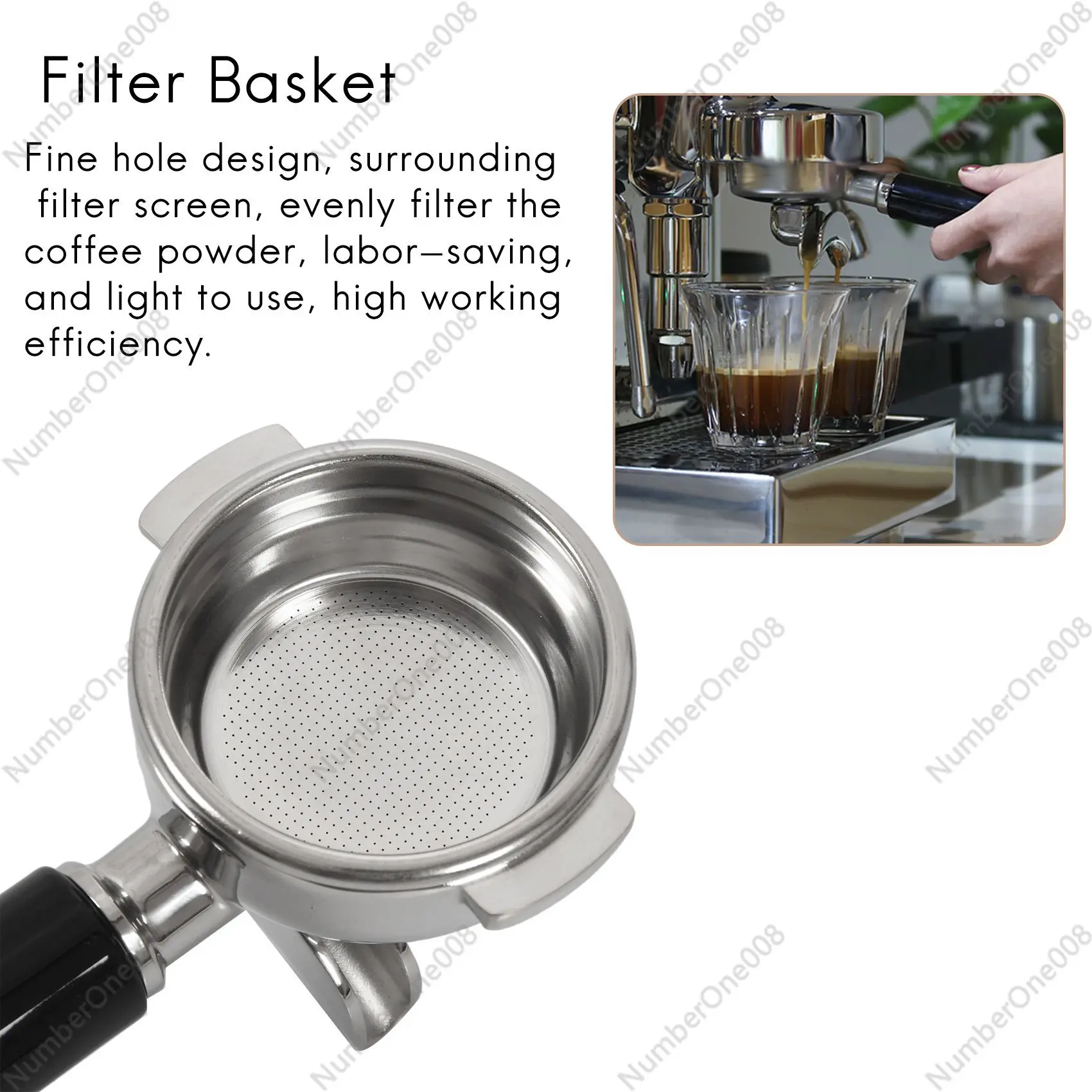 58MM Stainless Steel Coffee Machine Bottomless Filter Holder Portafilter for Rocket/ Expobar Double Mouth/ E61/ FAEMA