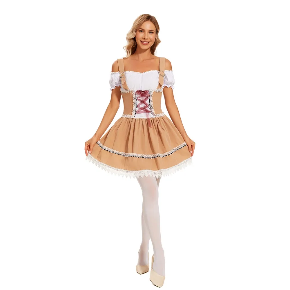 

New Germany Oktoberfest Bavarian Traditional Beer Girl Maid Dirndl Costume Halloween Party Tavern Waitress Wench Cosplay Dress