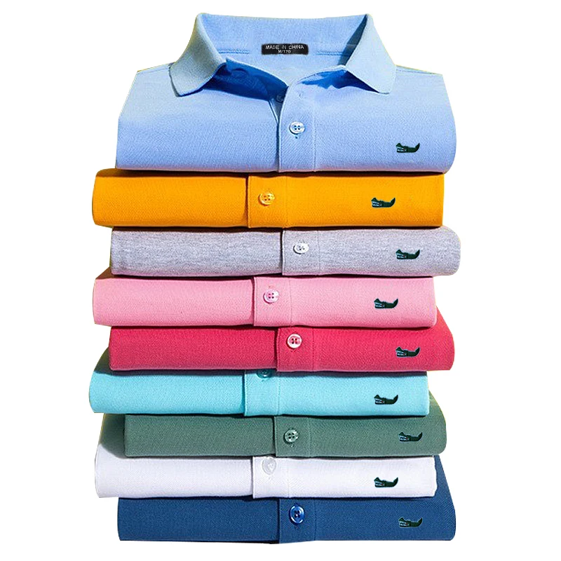 100% Cotton Men\'s Summer Short Sleeves Polo Comfortable Breathable Pure Color Polo T-shirts Tops S-5XL Plus Size 811