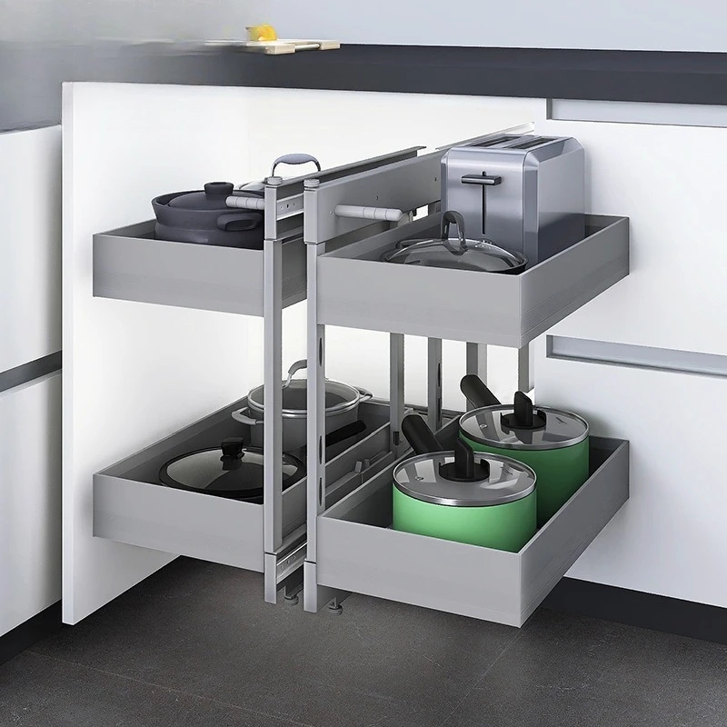 Armoires à paniers d'angle, paniers à condiments, étagères d'angle de cuisine