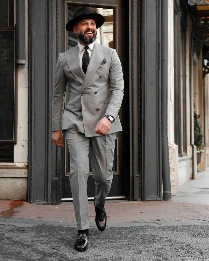 Klassische Herrenanzüge, 2-teilig, Jacke, Hose, spitzes Revers, zweireihiger Blazer, trajes de hombre, besondere Anlässe, Business, individuell