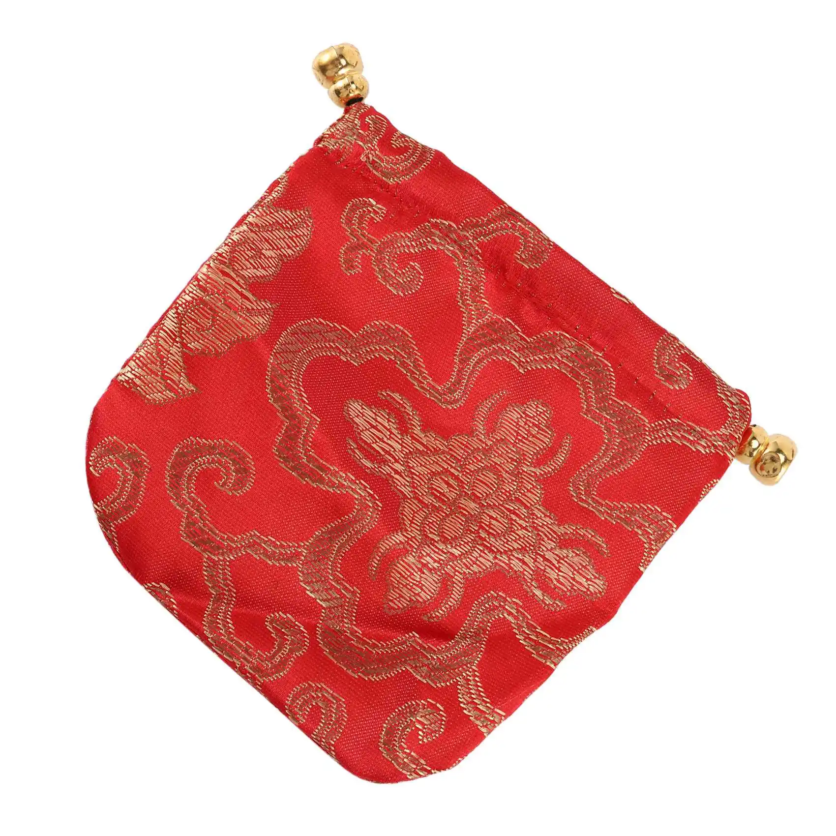 Bolsa de joias de brocado de seda 24 peças, bolsa de moedas com cordão, conjunto de valor de bolsa de presente F