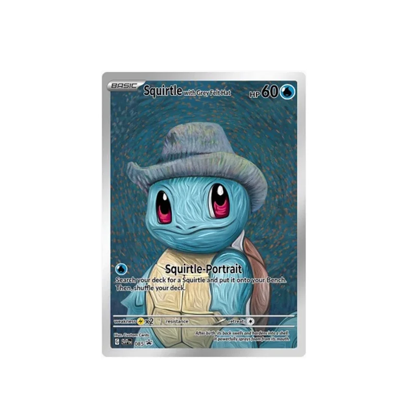 Ptcg Pokemon Van Gogh Museum Pikachu with Thestarry Night Squirtle DIY Remastered Version Collection Card Child Christmas Gift