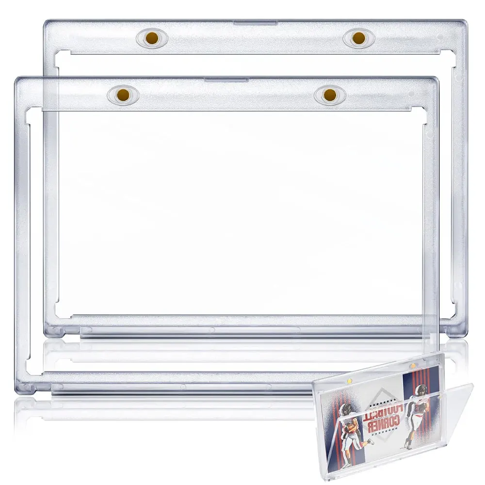 2-Pack Vertical Magnetic Brochure and Card Holders, 175PT Magnetic Card Sleeves, Baseball Card Protectors.