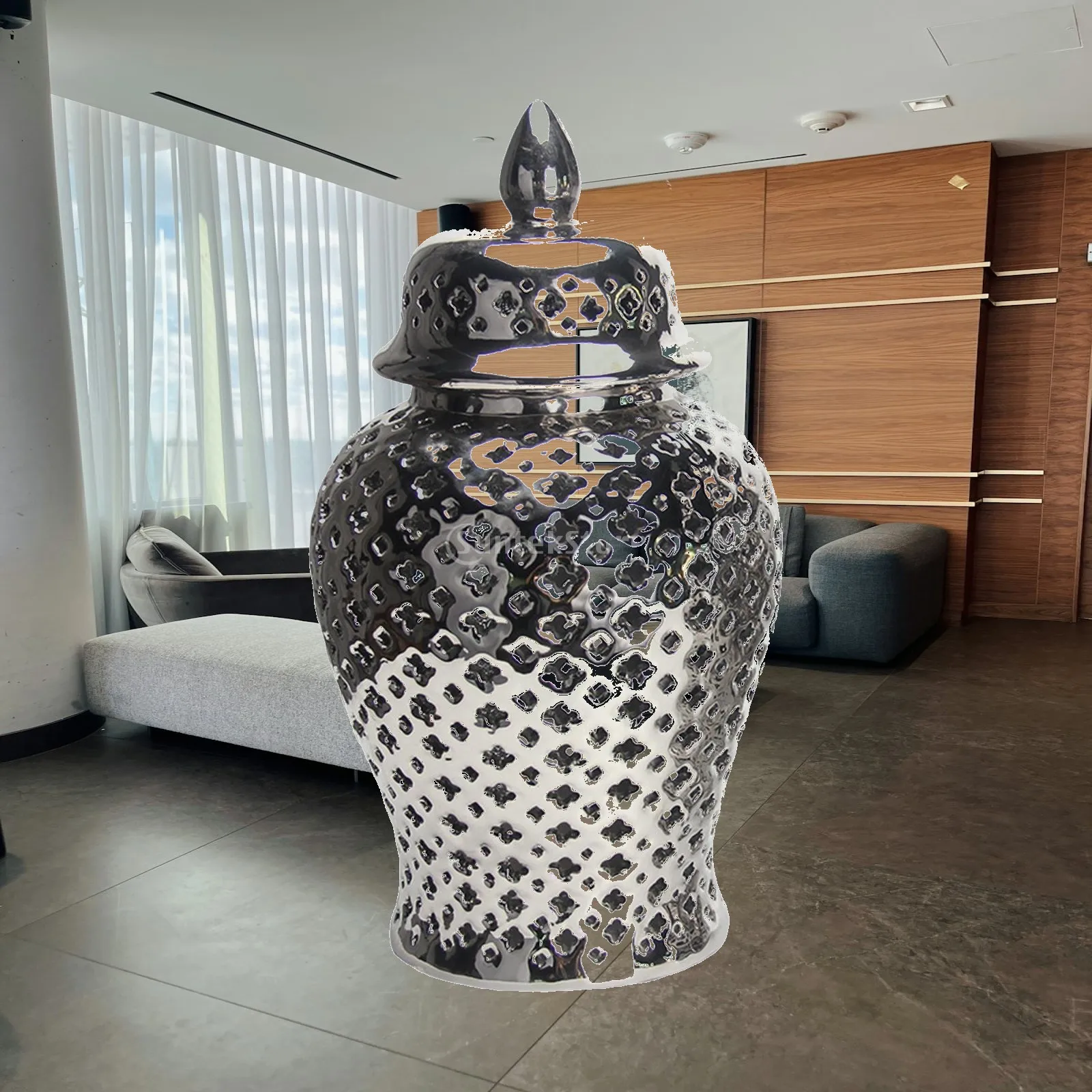 Keramik-Ingwertopf Keramik-Vase Tempeltopf-Vase mit Deckel Dekorative Vase für Wohnzimmer