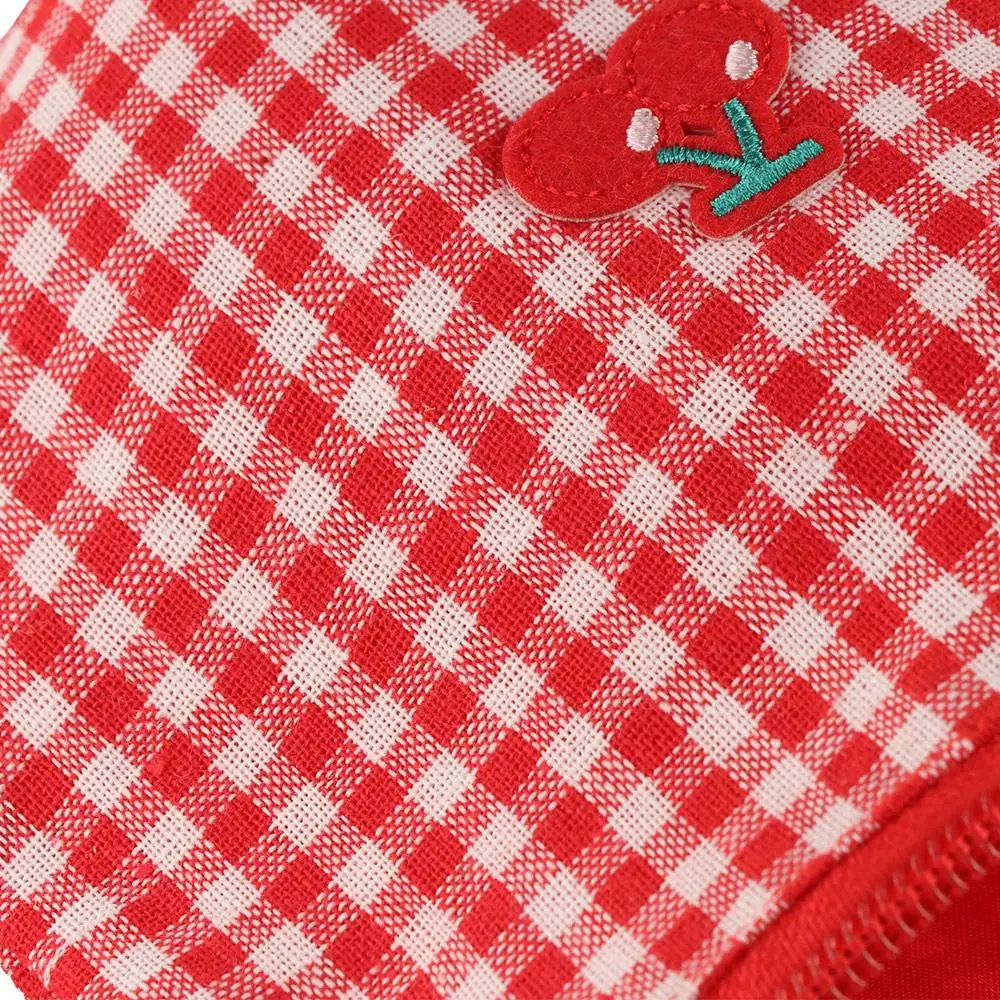 Korean Style Cherry Cosmetic Bag Toiletry Organizer Pouch Plaid Makeup Bags Large Capacity Stationery Bag Canvas Coin Purse