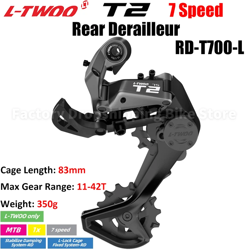 LTWOO T2 1x7 Speed MTB Bike Transmission Kits 7S Trigger Shifter Stabilize Damping System Rear Derailleur Original Bicycle Parts