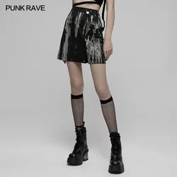 PUNK RAVE Women's Side Slit Small Sexiness Tie Dyed A-line Mini Skirt Punk Daily High Waist Fashion Sexy Woman Skirts