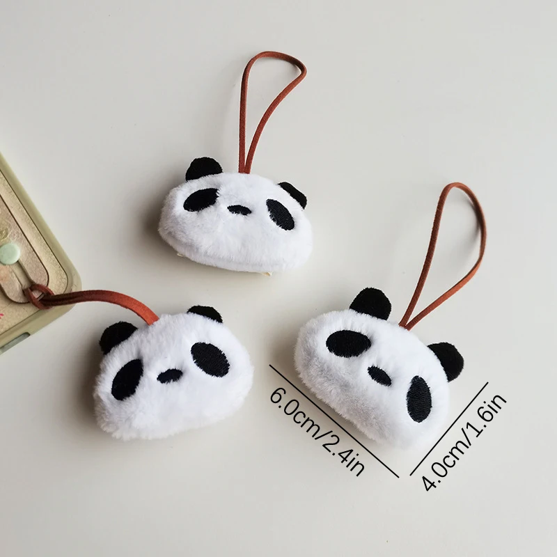 Kawaii Plush Panda Name Sticker Pendant Keychain Cartoon Animal Stuffed Doll Keyring Children\'s Anti-lost Name Tag