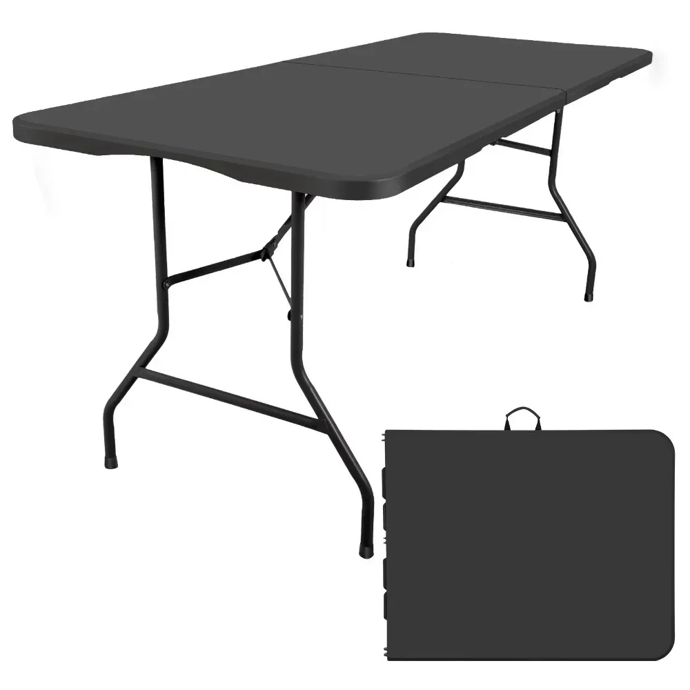 

6 Ft Rectangular Black Plastic Folding Table Camping Chair Free Shipping Furniture Portable Folding Tables Desk Furnitures Home