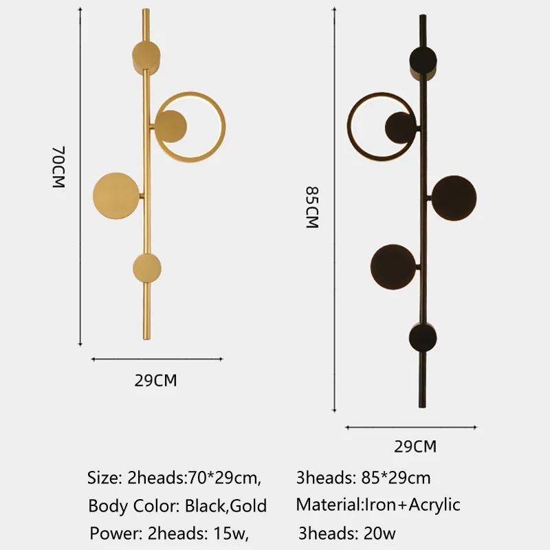 Imagem -05 - Arte Moderna Led Lâmpada de Parede Fundo Sconce Sala de Estar Restaurante Bar Decoração do Café Ouro Preto Metal Luz da Parede