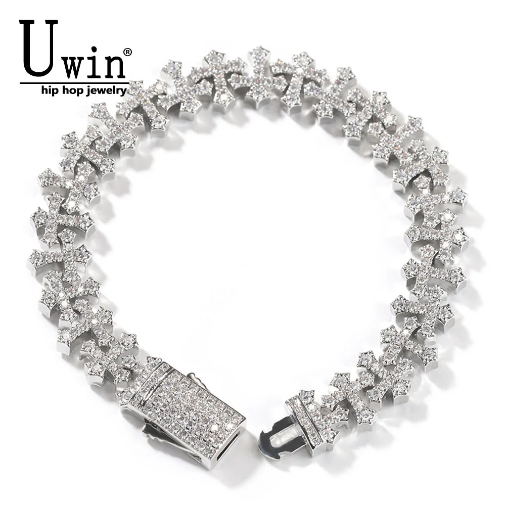 Uwin Full Cross Bracelet Iced Out CZ Fashion PersonalizedTennis Chain Fashion Punk Jewelry