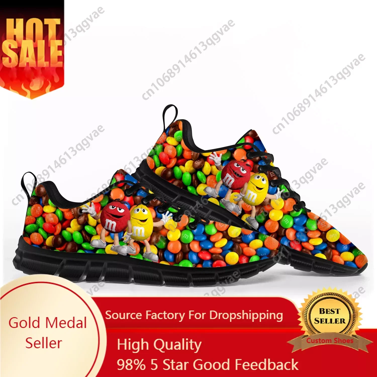 

M Chocolate Cartoon Sports Shoes Mens Womens Teenager Kids Children Pop Sneakers Casual Custom High Quality Couple Shoes Black